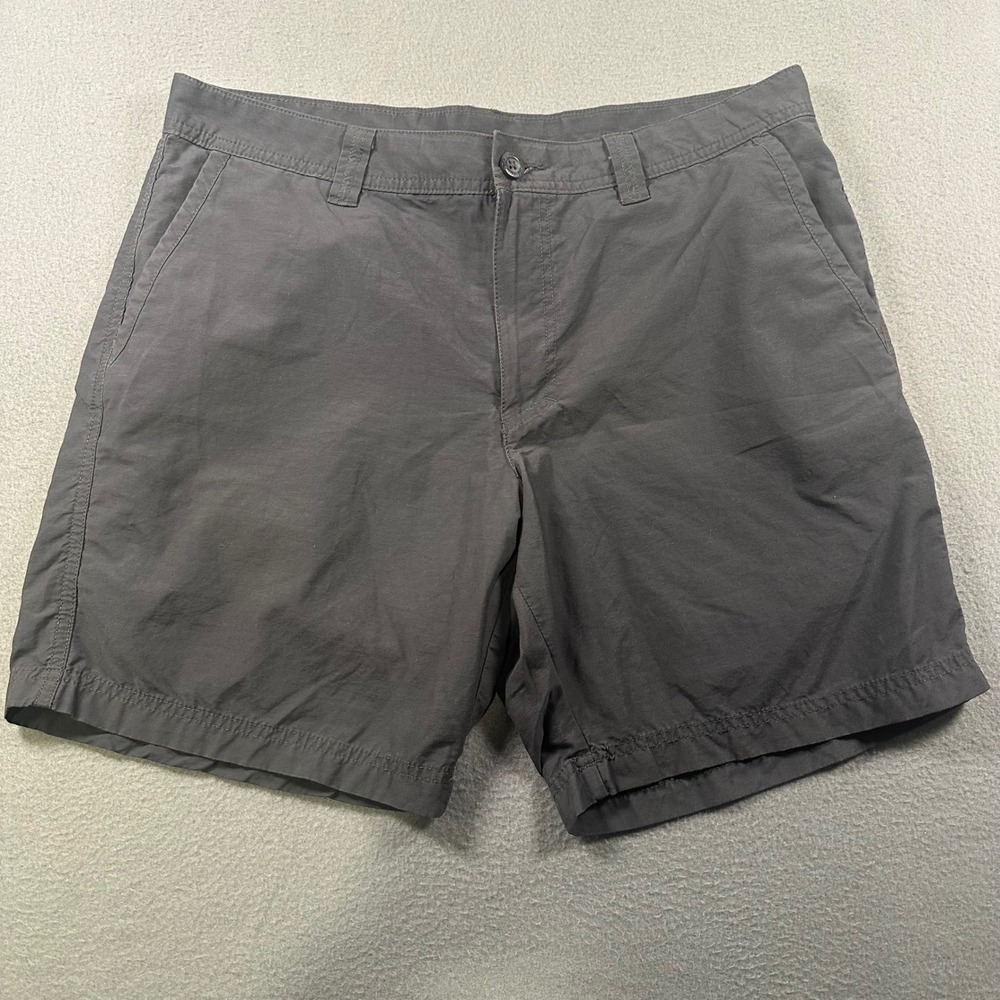 Columbia Mens Gray Outdoor Hiking Shorts Size 34W XM0919 Flat Front Cotton Blend